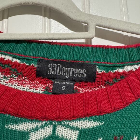33 Degrees Santa Beer Stein Christmas Sweater Cotton Ugly Christmas Sweater S - Picture 3 of 5